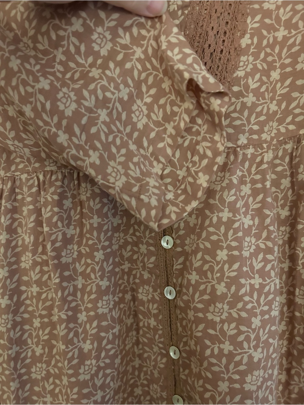 April Cornell Brown Floral Button-Front Women's Tunic - Picture 4 of 9